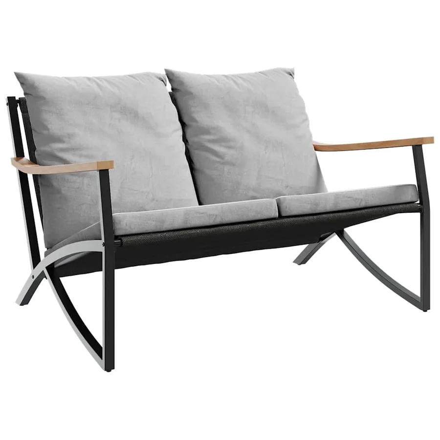 Banc de jardin avec coussins 120 cm noir acier - 2