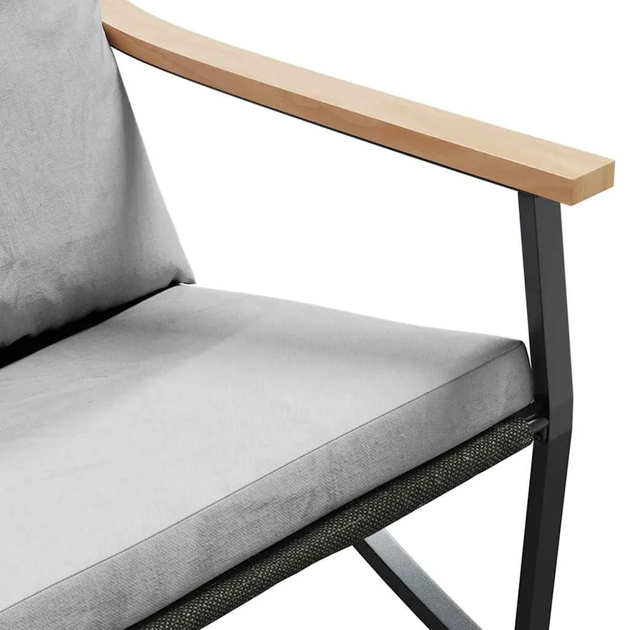 Banc de jardin avec coussins 120 cm noir acier - 8