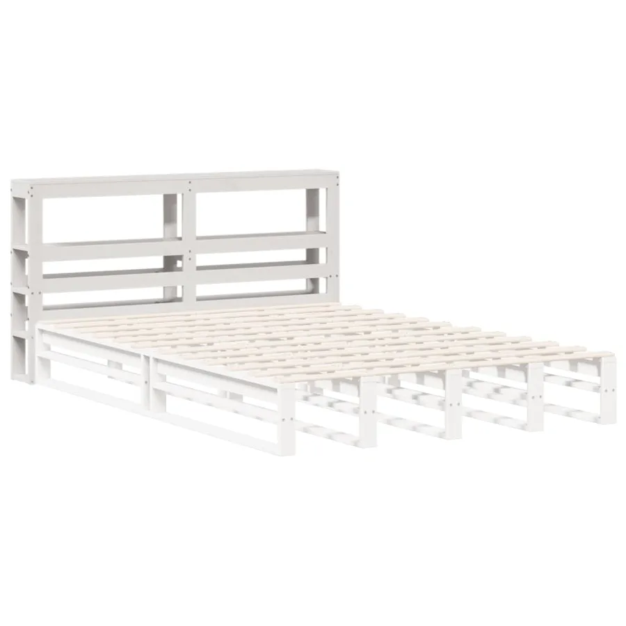 Tête de lit avec étagères blanc 140 cm bois massif de pin - 4