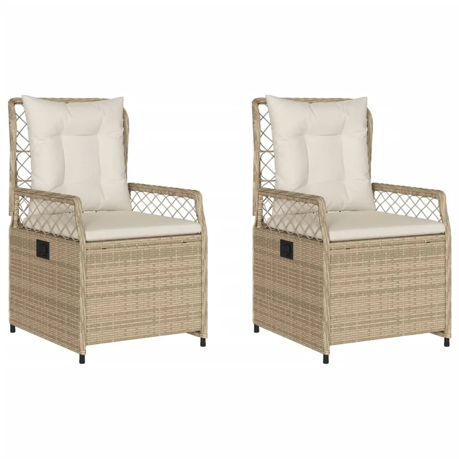 Chaises inclinables de jardin lot de 2 beige résine tressée - 2