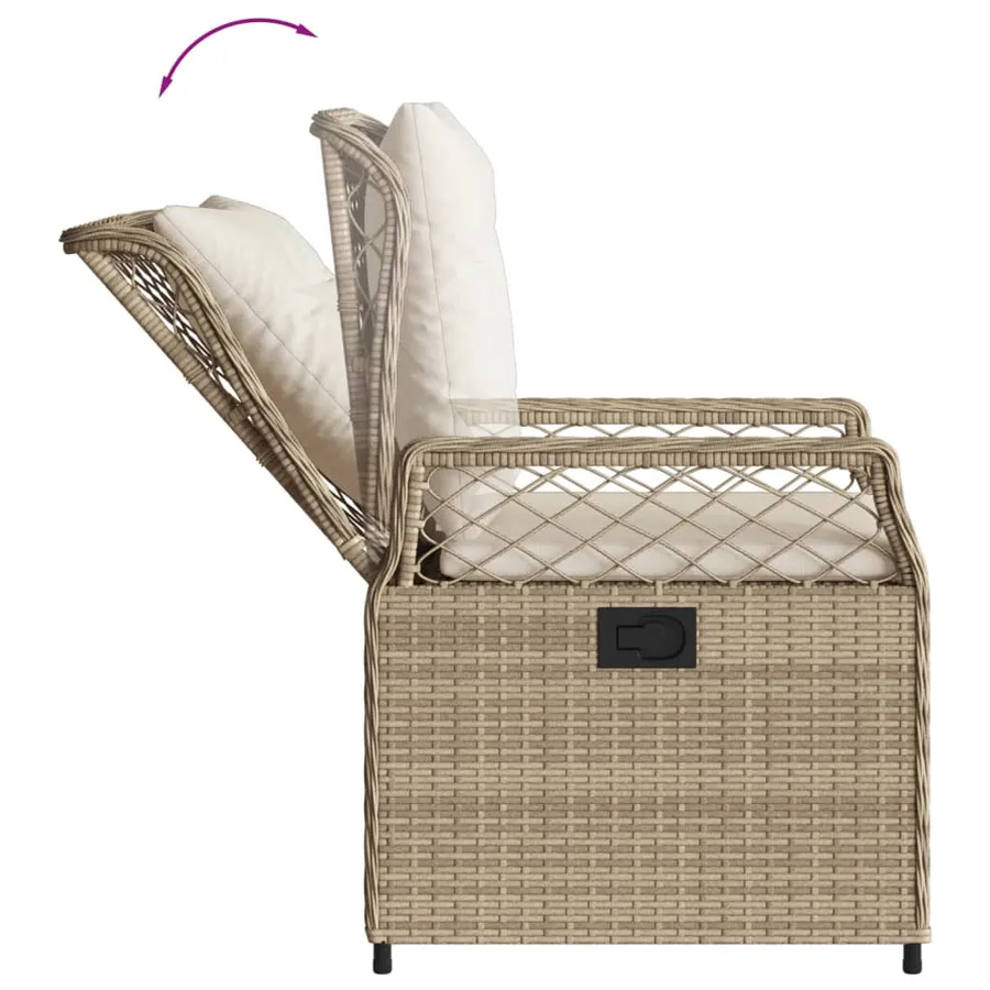 Chaises inclinables de jardin lot de 2 beige résine tressée - 8