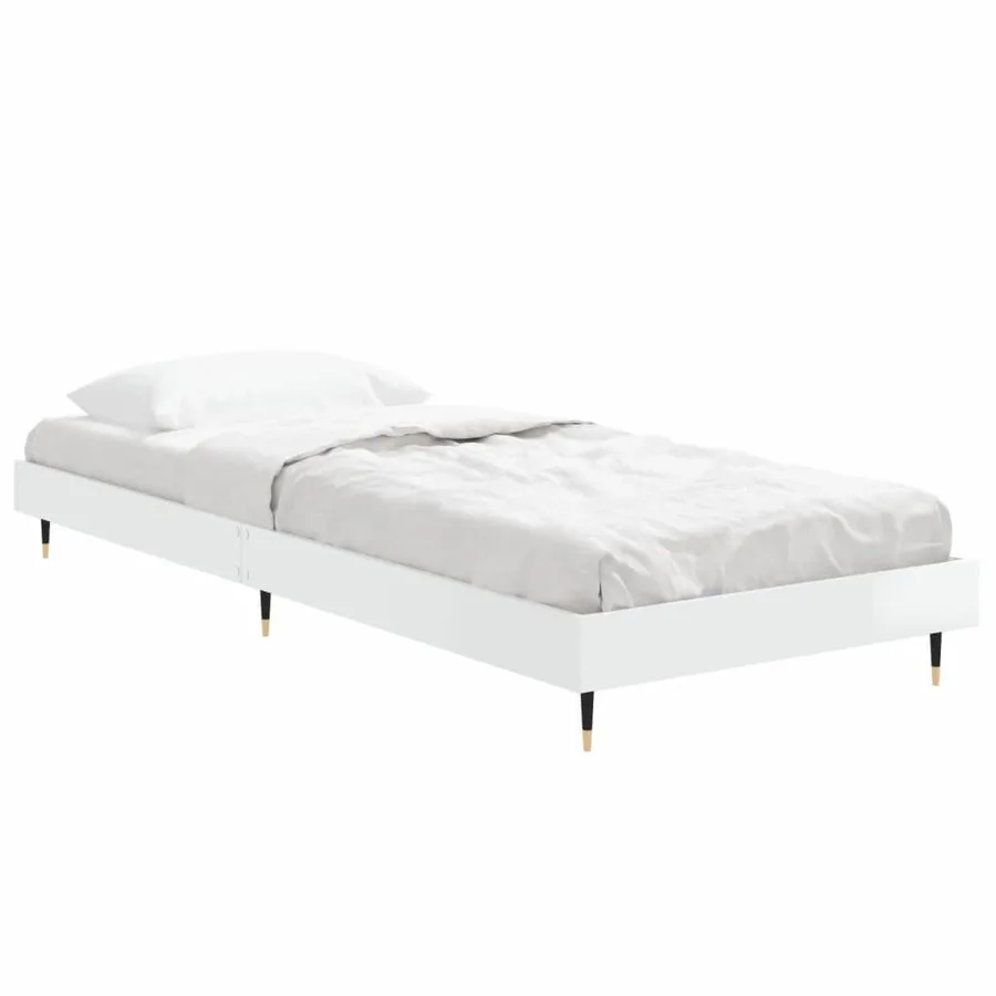 Cadre de lit sans matelas blanc brillant 75x190 cm - 4