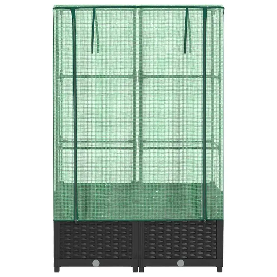 Jardinière surélevée avec housse aspect rotin 80x40x138 cm - 4