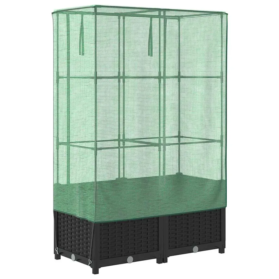 Jardinière surélevée avec housse aspect rotin 80x40x138 cm - 6