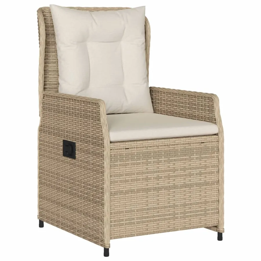 Ensemble à manger de jardin et coussins 3 pcs Beige poly rotin - 3