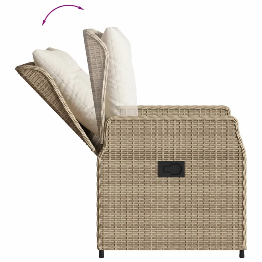 Ensemble à manger de jardin et coussins 7 pcs beige poly rotin - 5
