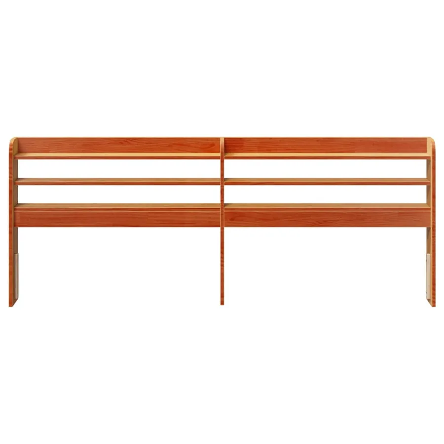 Tête de lit avec étagères marron cire 200 cm bois massif de pin - 3