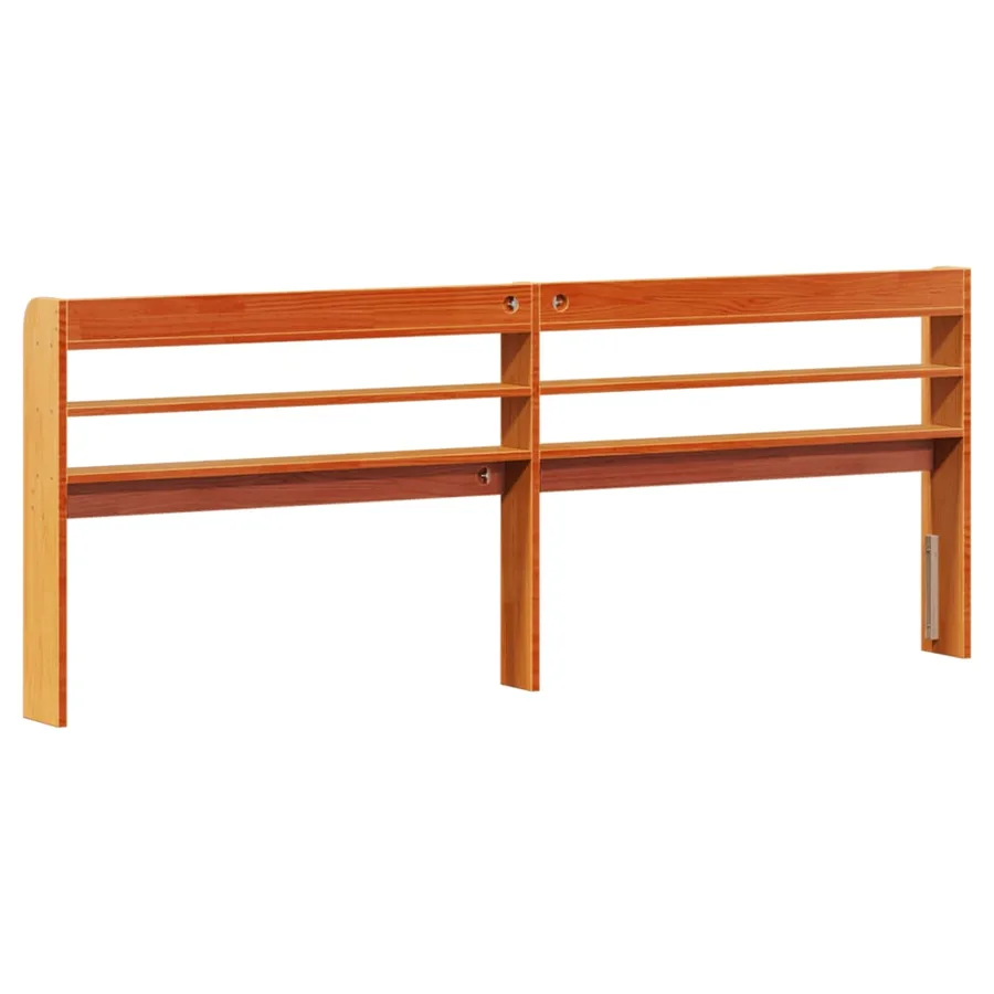 Tête de lit avec étagères marron cire 200 cm bois massif de pin - 5