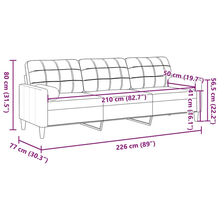 Canapé 3 places avec oreillers bordeaux 210 cm velours - 7