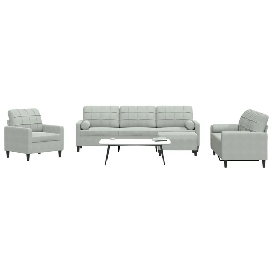 Ensemble de canapés 4 pcs et coussins et traversins velours