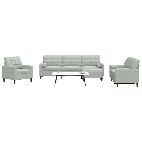 Ensemble de canapés 4 pcs et coussins et traversins velours