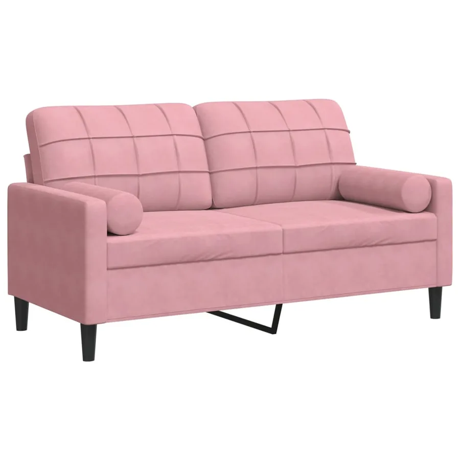 Canapé 2 places avec oreillers décoratifs rose 140 cm velours - 2