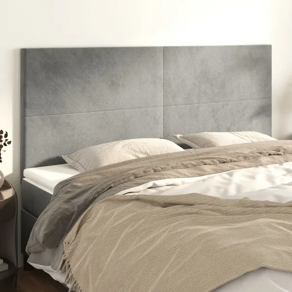 Tête de lit Gris clair 200x5x118/128 cm Velours