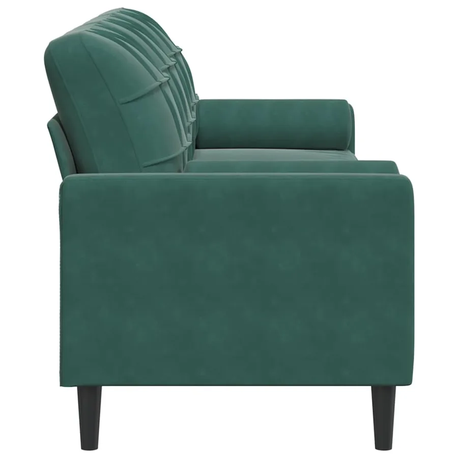Canapé 3 places avec oreillers vert foncé 210 cm velours - 4