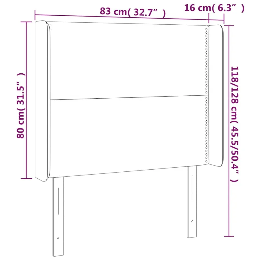 Tête de lit avec oreilles Bleu foncé 83x16x118/128 cm Velours - 9