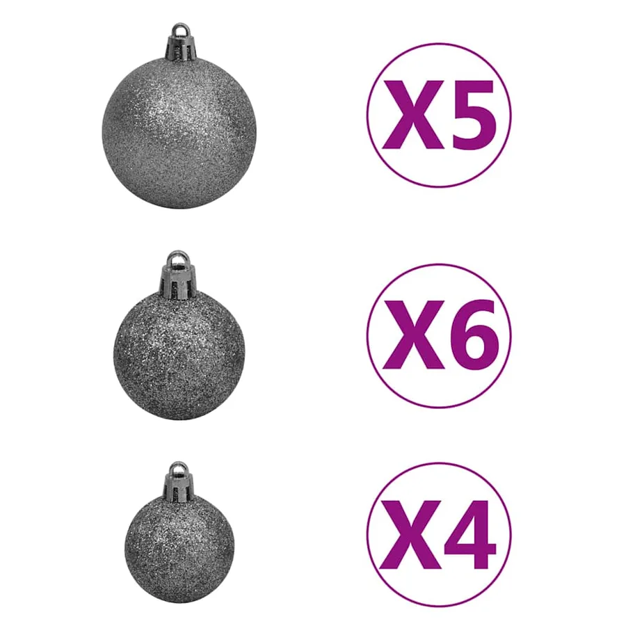 Arbre de Noël artificiel pré-éclairé et boules noir 120 cm PVC - 7