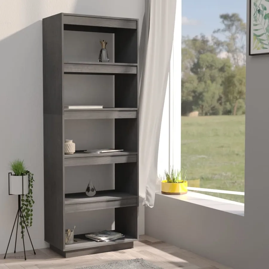 Bibliothèque/Séparateur de pièce Gris 60x35x167 cm Pin massif - 3