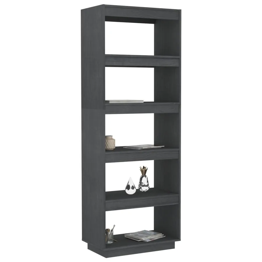 Bibliothèque/Séparateur de pièce Gris 60x35x167 cm Pin massif - 4