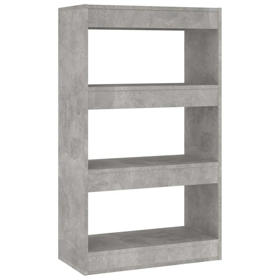 Bibliothèque/séparateur de pièce gris béton bois d'ingénierie - 2