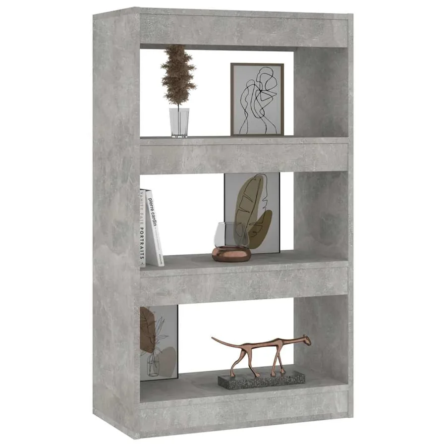 Bibliothèque/séparateur de pièce gris béton bois d'ingénierie - 4