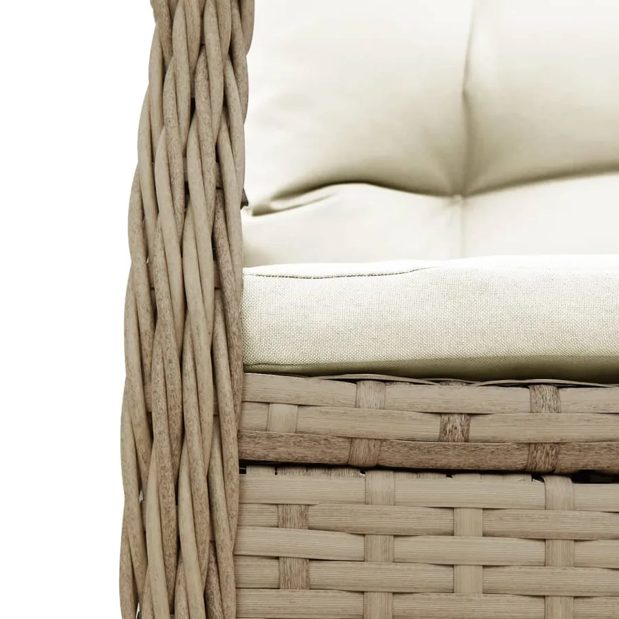 Ensemble à manger de jardin et coussins 9 pcs beige Poly rotin - 6