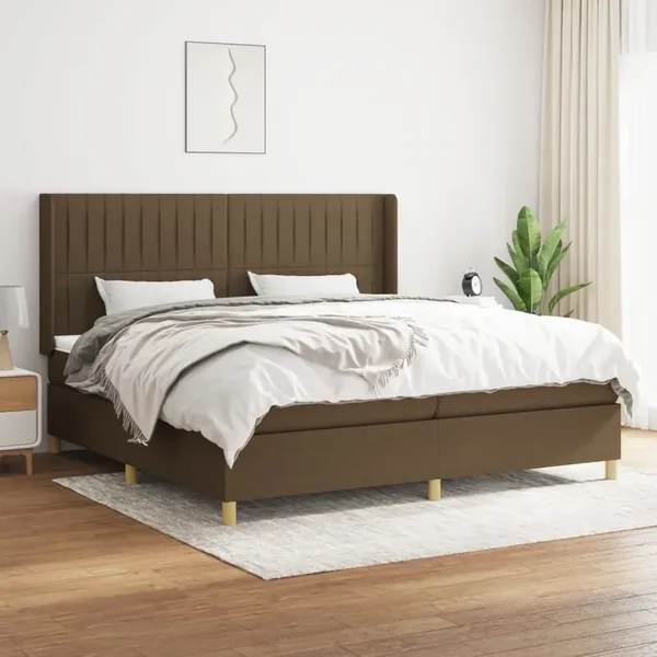 Sommier à lattes de lit avec matelas Marron foncé 200x200 cm