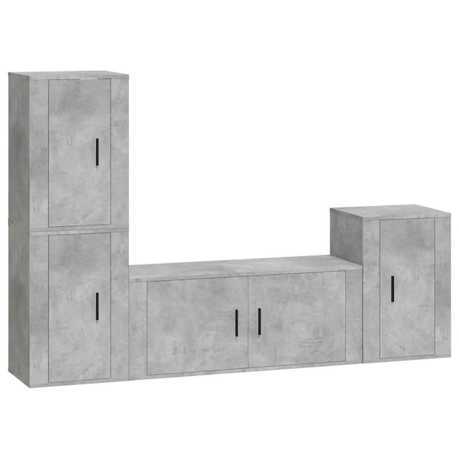 Ensemble de meubles TV 4 pcs Gris béton Bois d'ingénierie - 2