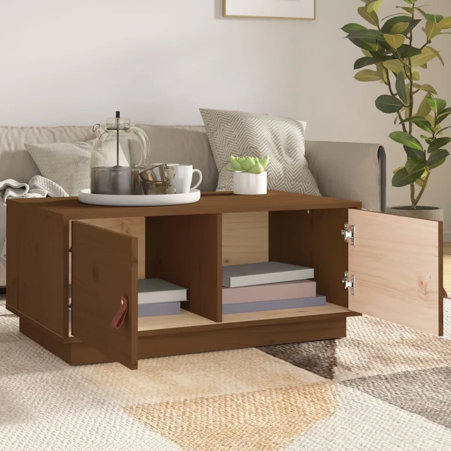 Table basse Marron miel 80x50x35 cm Bois massif de pin - 3