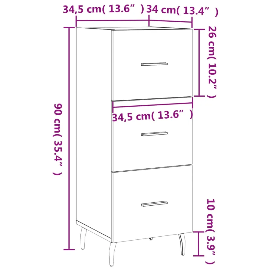 Buffet Sonoma gris 34,5x34x90 cm Bois d'ingénierie - 12