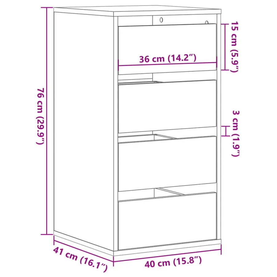 Commode d'angle blanc 40x41x76 cm bois d'ingénierie - 10