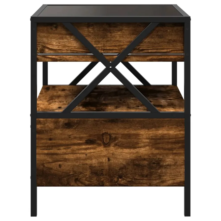 Table de chevet avec LED infini chêne fumé 40x40x51 cm - 7