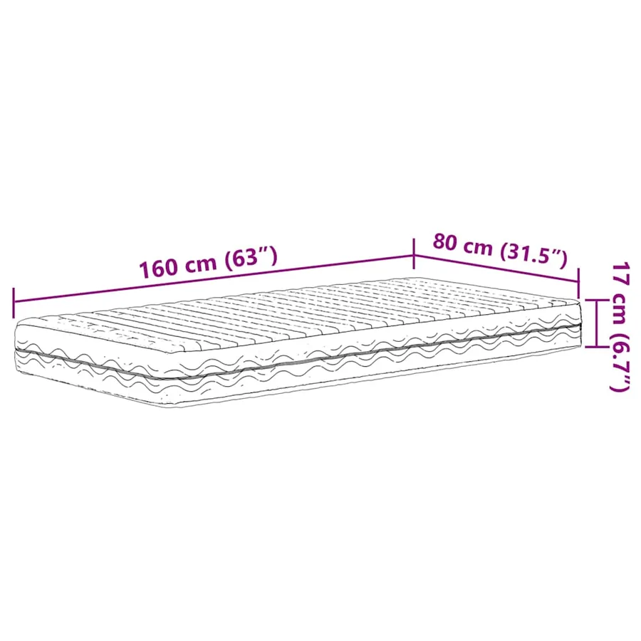 Matelas en mousse pour enfants blanc 80x160 cm dureté H2 H3 - 9