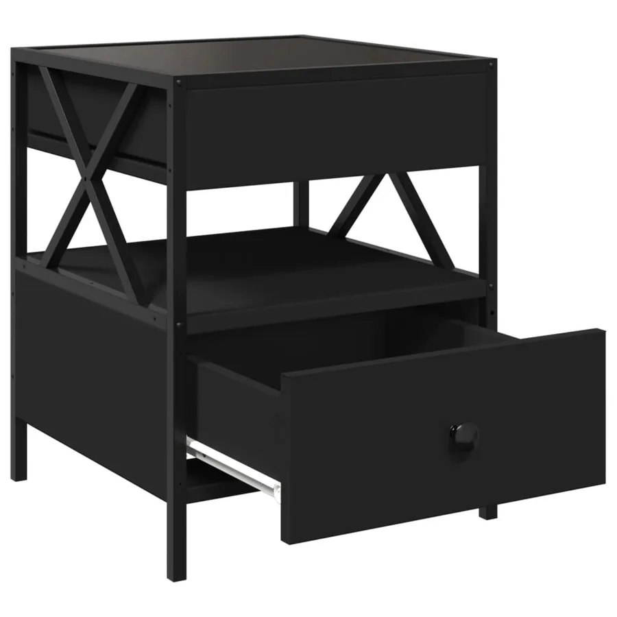 Table de chevet avec LED infini noir 40x40x51 cm - 12