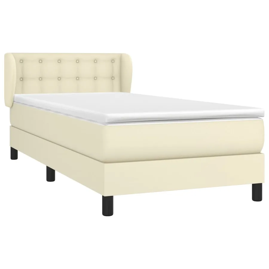 Sommier à lattes de lit avec matelas Crème 80x200 cm Similicuir - 3