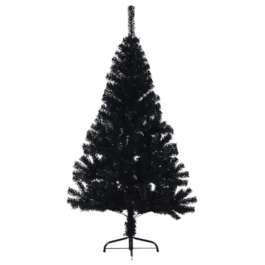 Demi sapin de Noël artificiel avec support Noir 120 cm PVC - 4