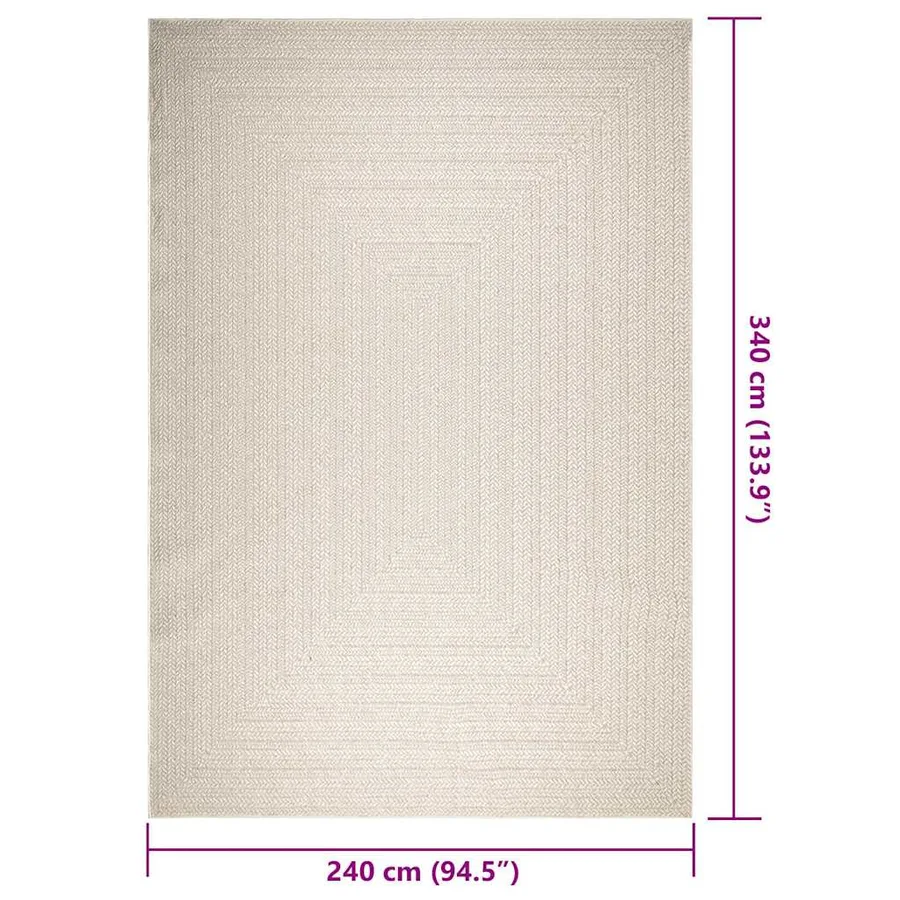 Tapis ZIZUR crème 240x340 cm aspect de jute intérieur extérieur - 9