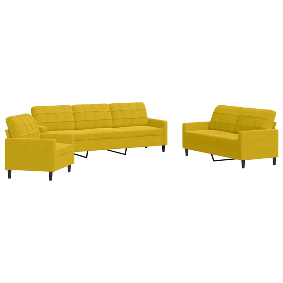Ensemble de canapés 3 pcs avec coussins Jaune Velours - 2