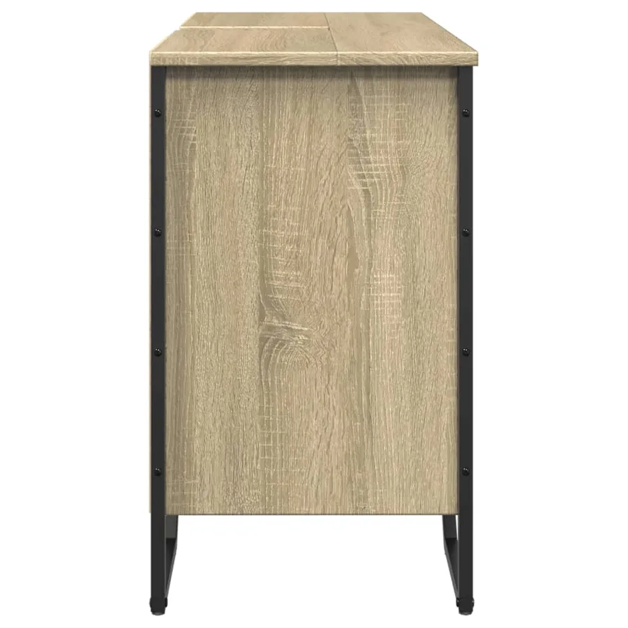 Armoire lavabo de salle de bain chêne sonoma 91x35x60 cm - 5
