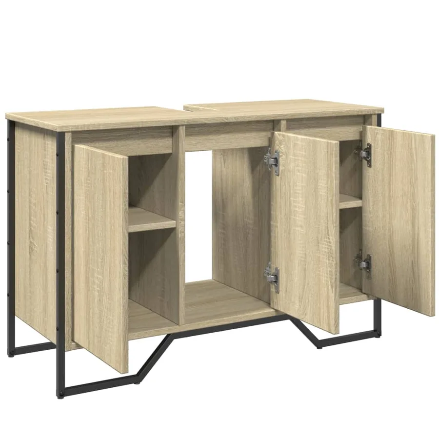 Armoire lavabo de salle de bain chêne sonoma 91x35x60 cm - 8