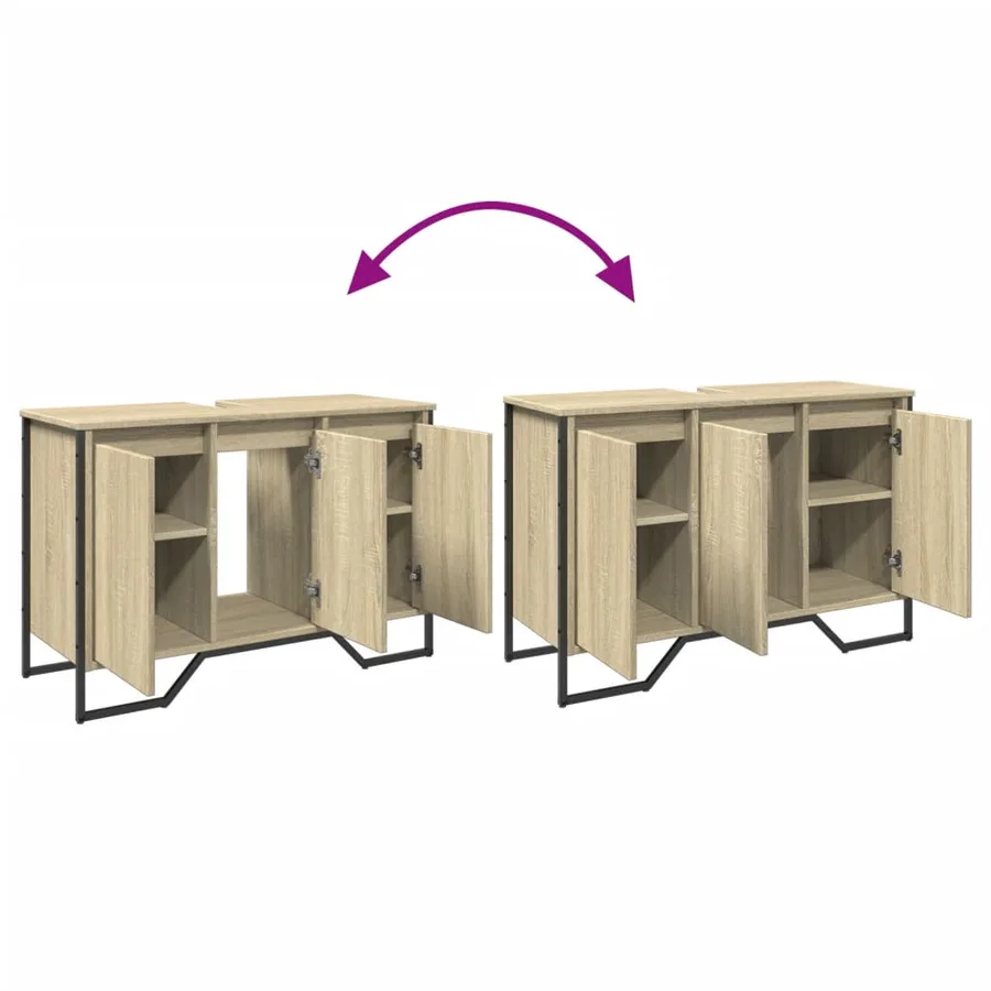 Armoire lavabo de salle de bain chêne sonoma 91x35x60 cm - 9