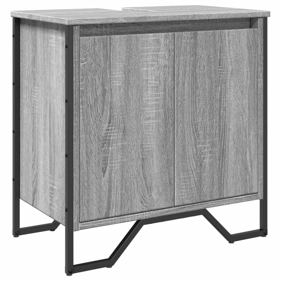 Armoire lavabo de salle de bain sonoma gris 60x35x60 cm - 2