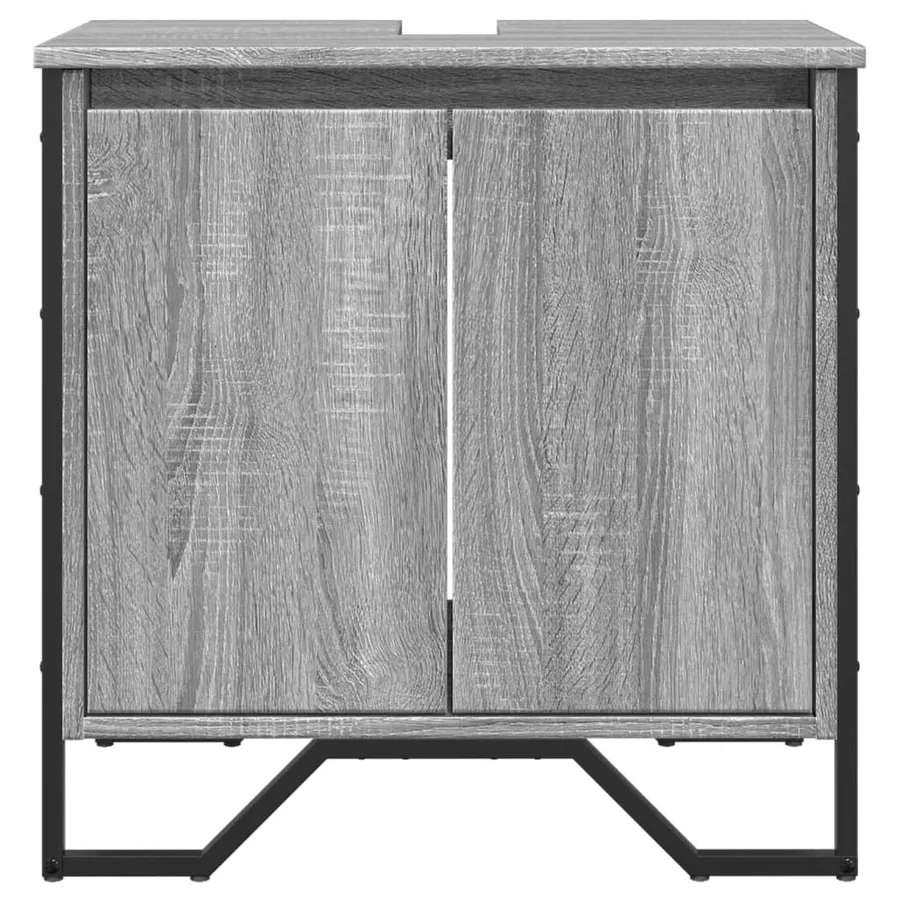 Armoire lavabo de salle de bain sonoma gris 60x35x60 cm - 4