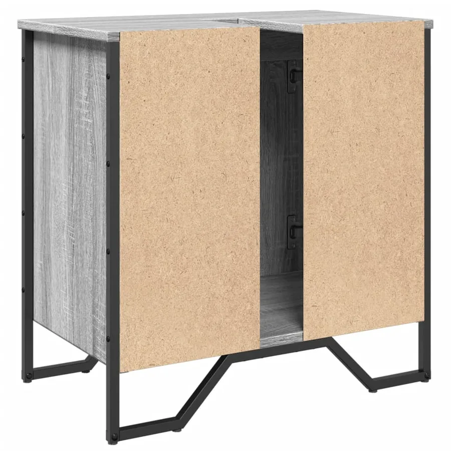 Armoire lavabo de salle de bain sonoma gris 60x35x60 cm - 6