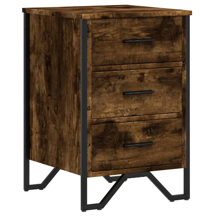Table de chevet chêne fumé 40x41x60 cm bois d'ingénierie - 2