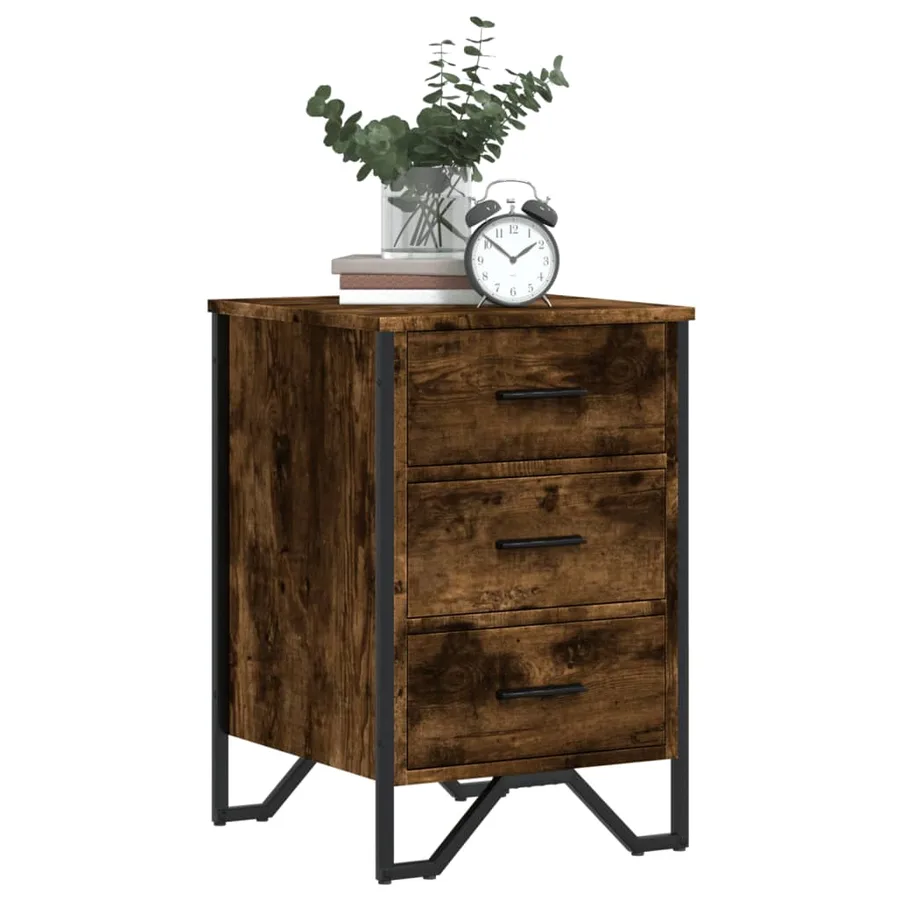 Table de chevet chêne fumé 40x41x60 cm bois d'ingénierie - 4