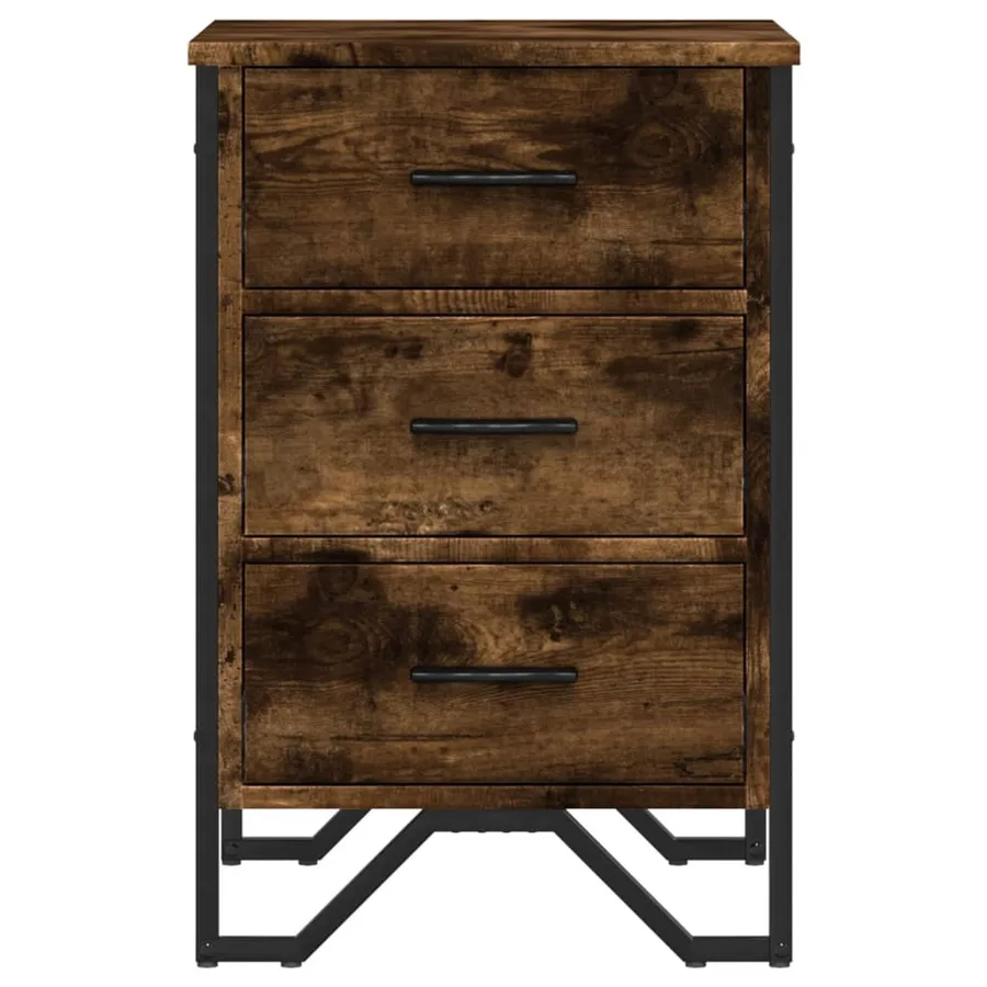Table de chevet chêne fumé 40x41x60 cm bois d'ingénierie - 5