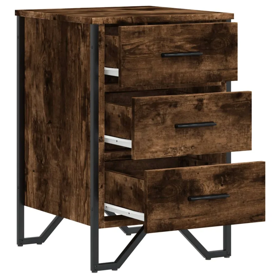 Table de chevet chêne fumé 40x41x60 cm bois d'ingénierie - 8
