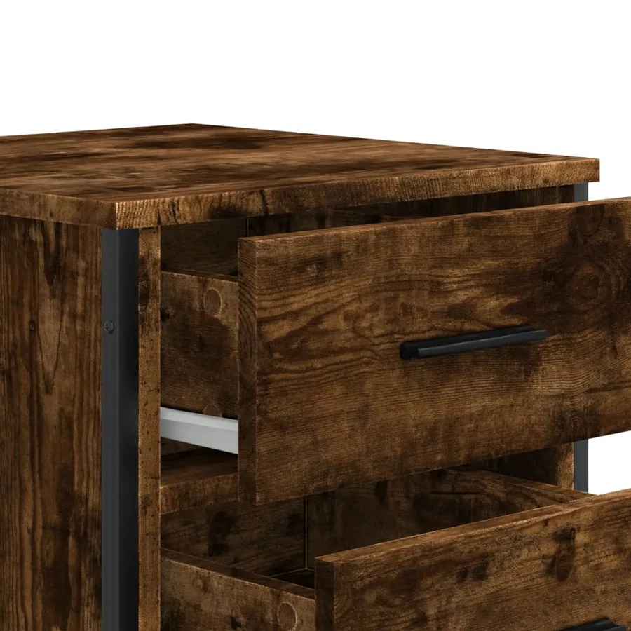 Table de chevet chêne fumé 40x41x60 cm bois d'ingénierie - 9