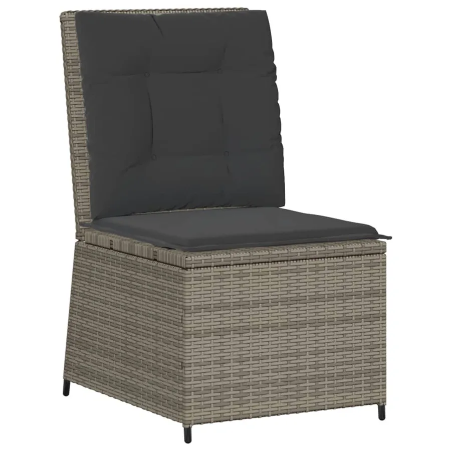 Canapé inclinable de jardin avec coussins gris résine tressée - 2