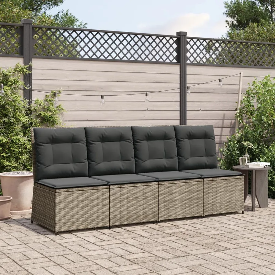 Canapé inclinable de jardin avec coussins gris résine tressée - 3